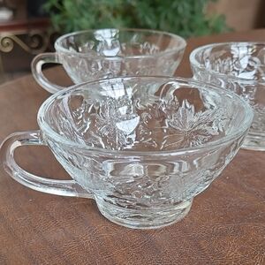 Princess House Fantasia Clear Glass Tea Cups Set Of 5